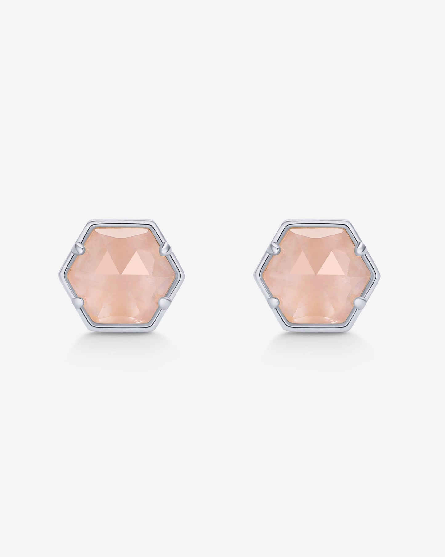 Hexagon Gemstone Stud Earrings
