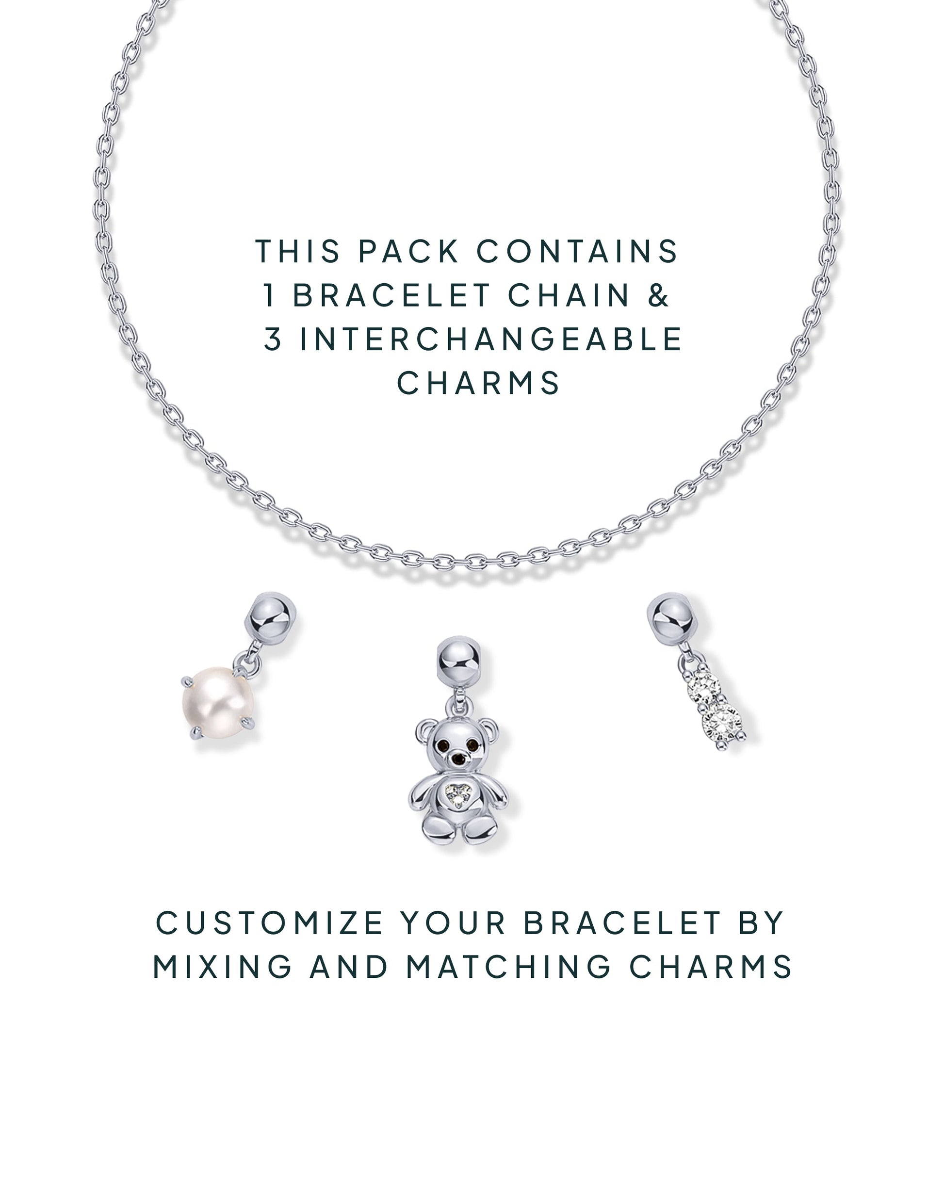 Charm Me Baby â€“ Bear & Pearl Charm Bracelet Set
