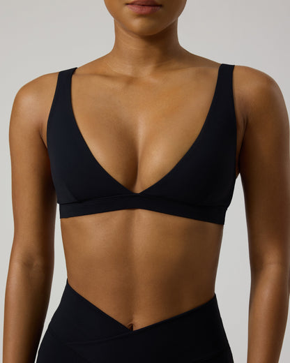 Athleisure Plunge V-Neck Open Back Bra with Removable Pads