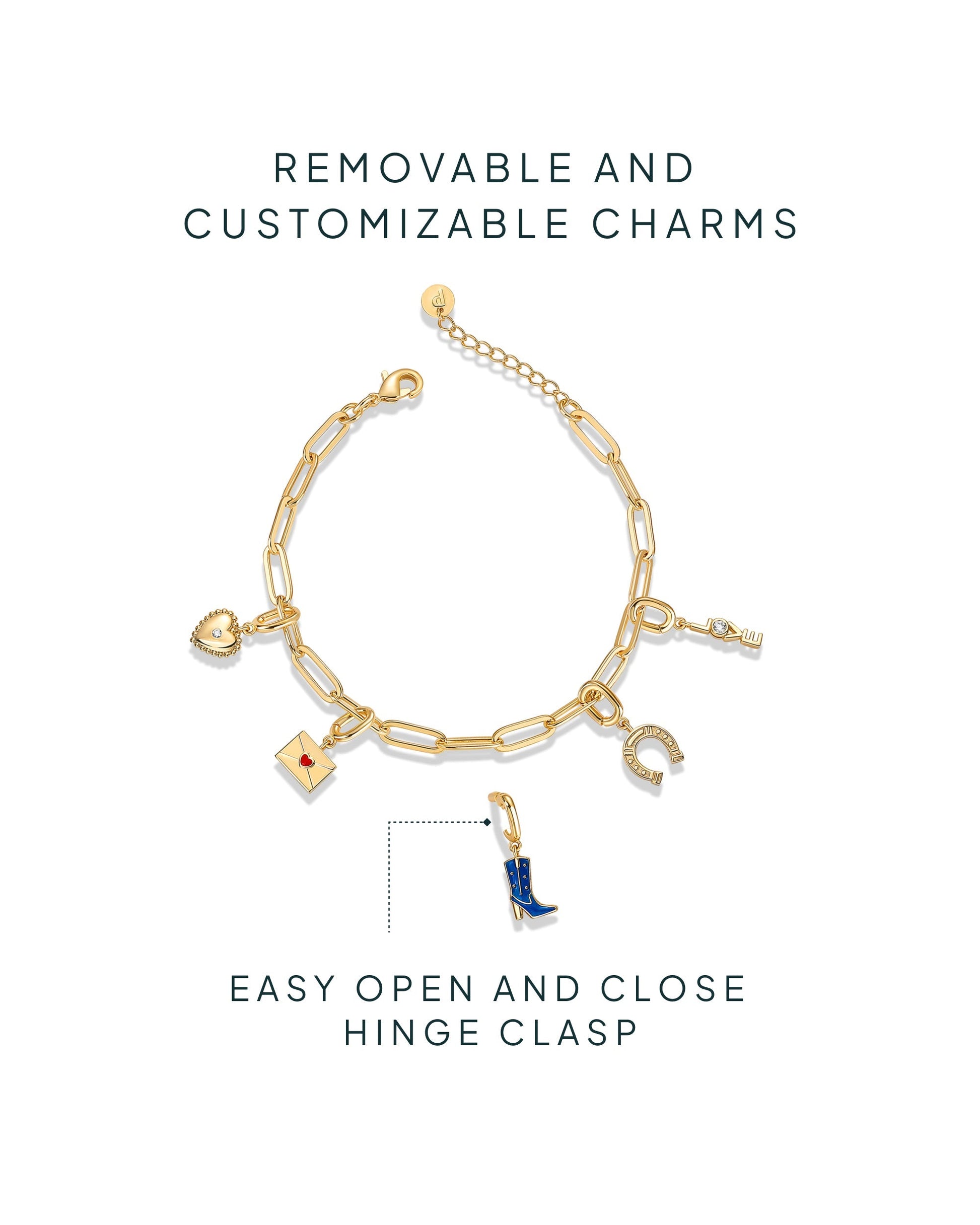 Western Meets Romantic vibes Charm Paperclip Bracelet Set