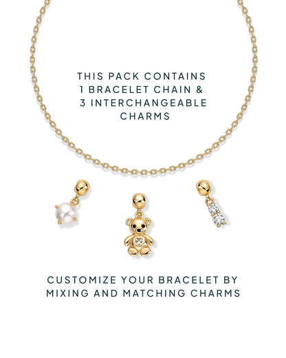 Charm Me Baby â€“ Bear & Pearl Charm Bracelet Set