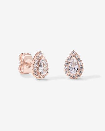 Pear Halo Studs