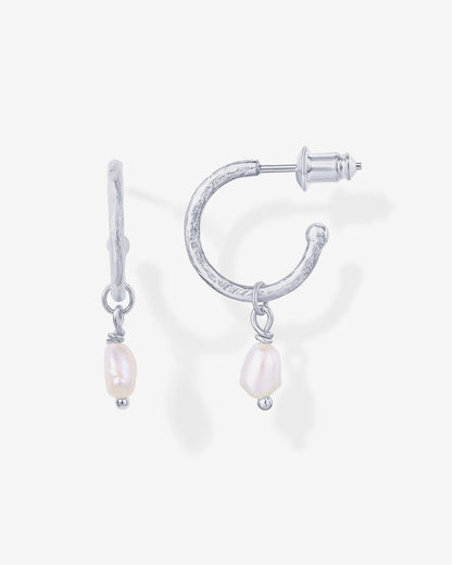 Drop Pearl Hoops