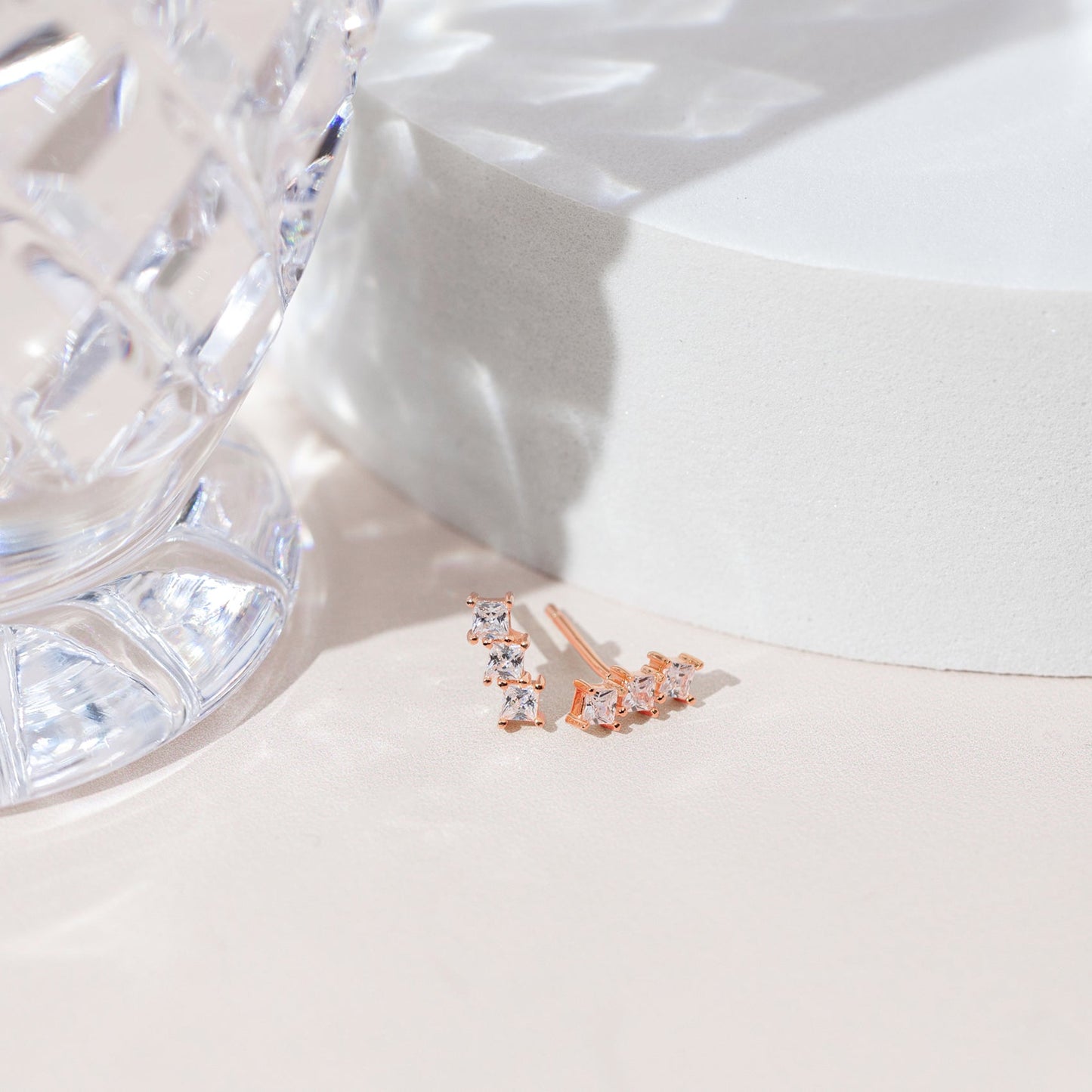 Bar Princess Cut Studs