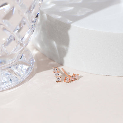 Bar Princess Cut Studs