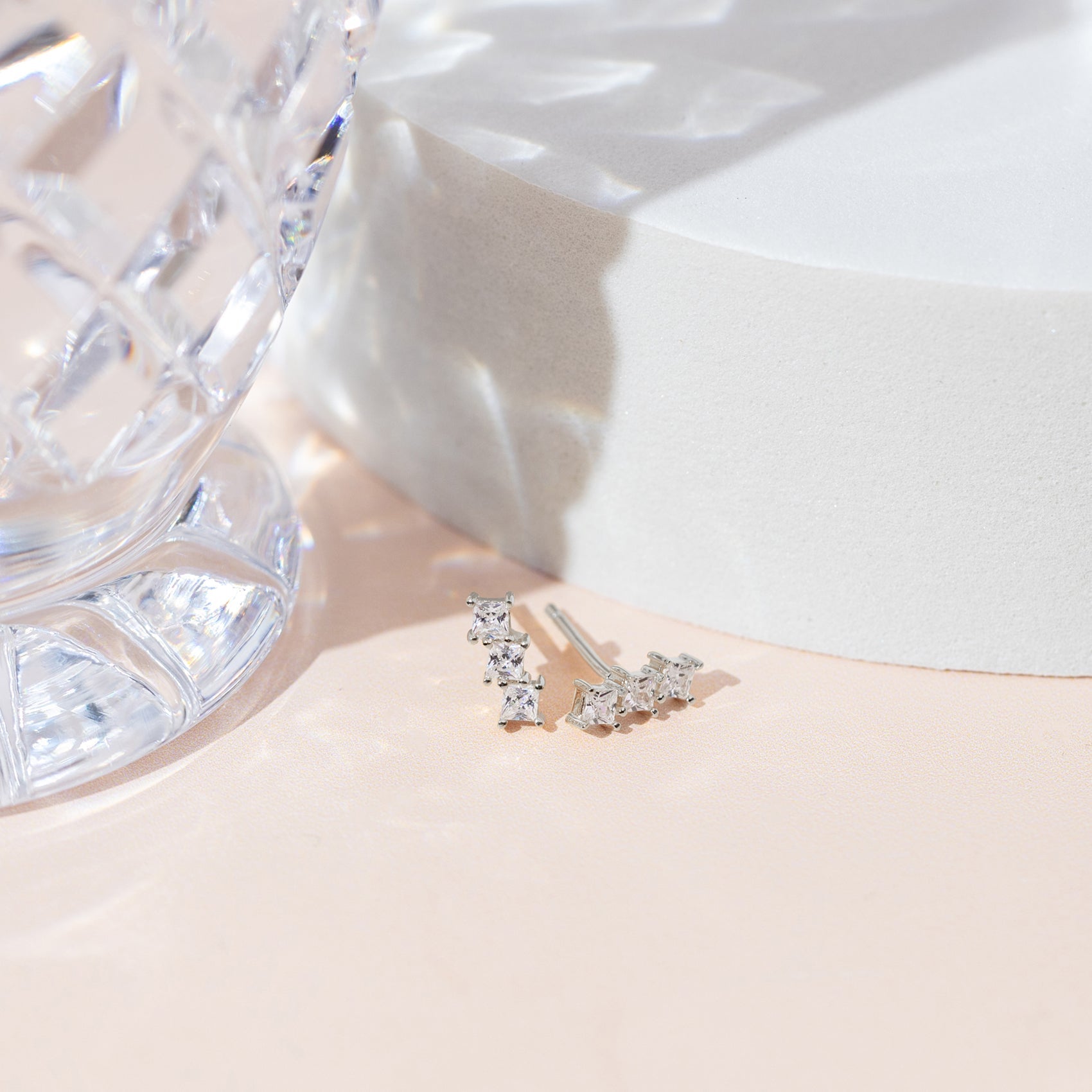Bar Princess Cut Studs