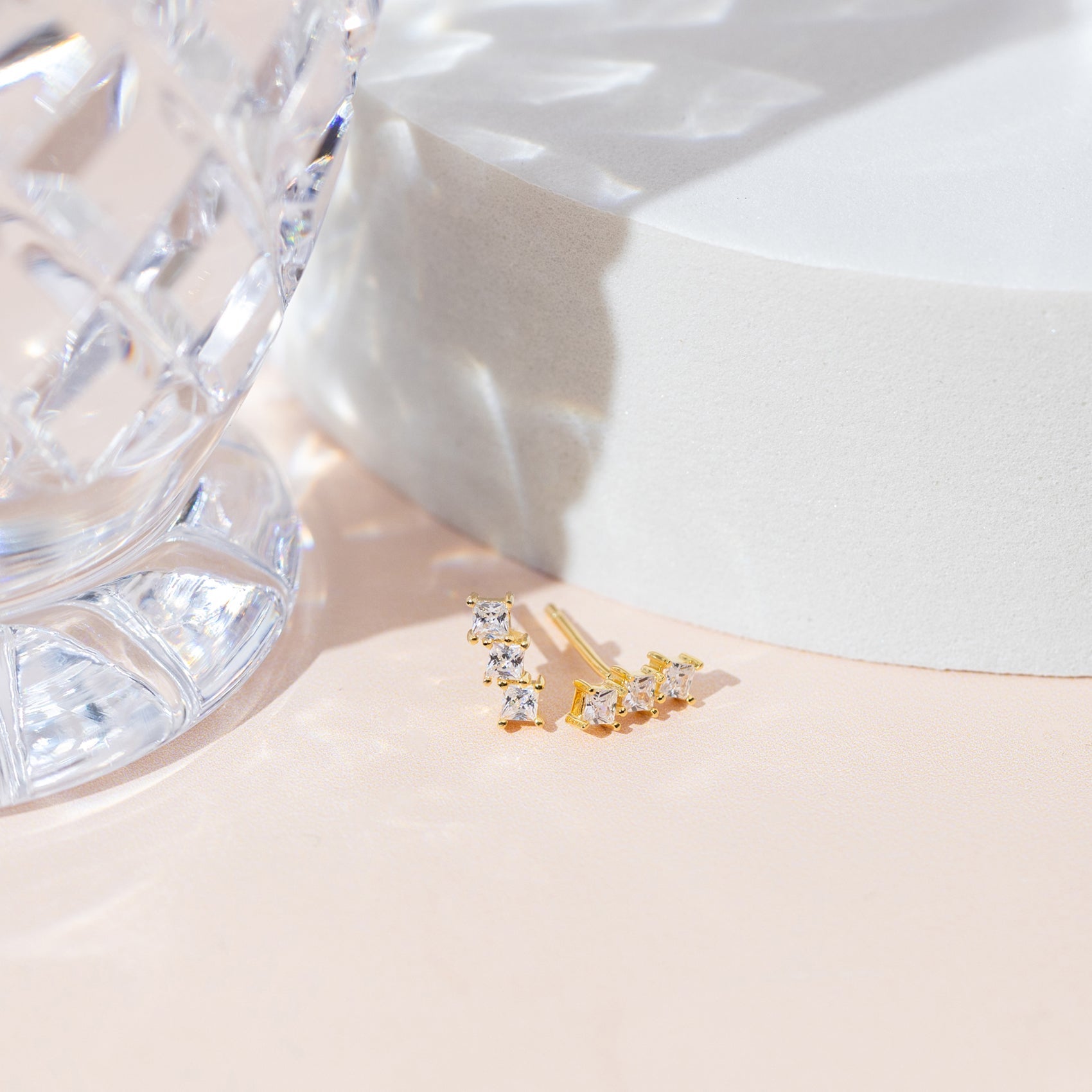 Bar Princess Cut Studs