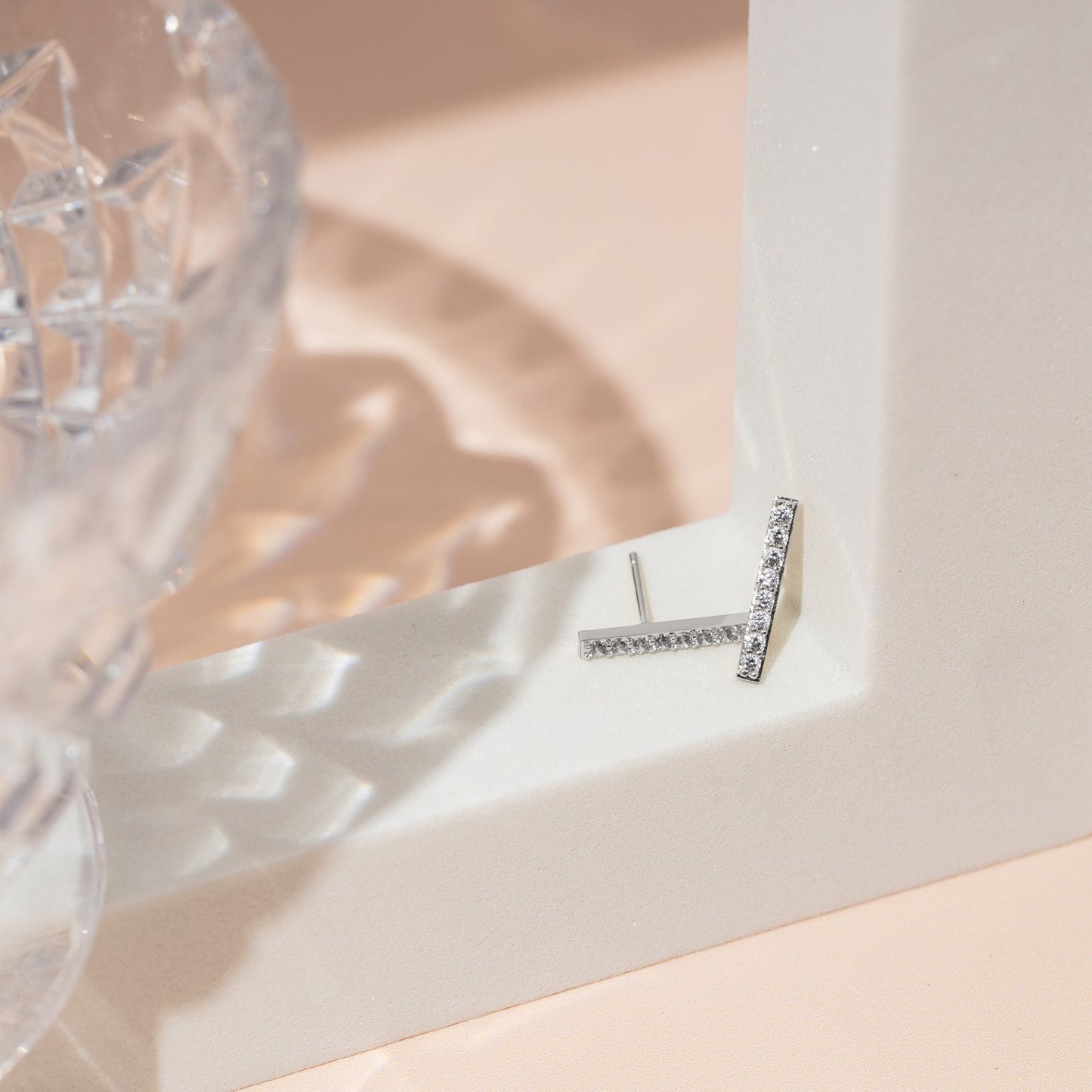 Cubic Zirconia Bar Studs