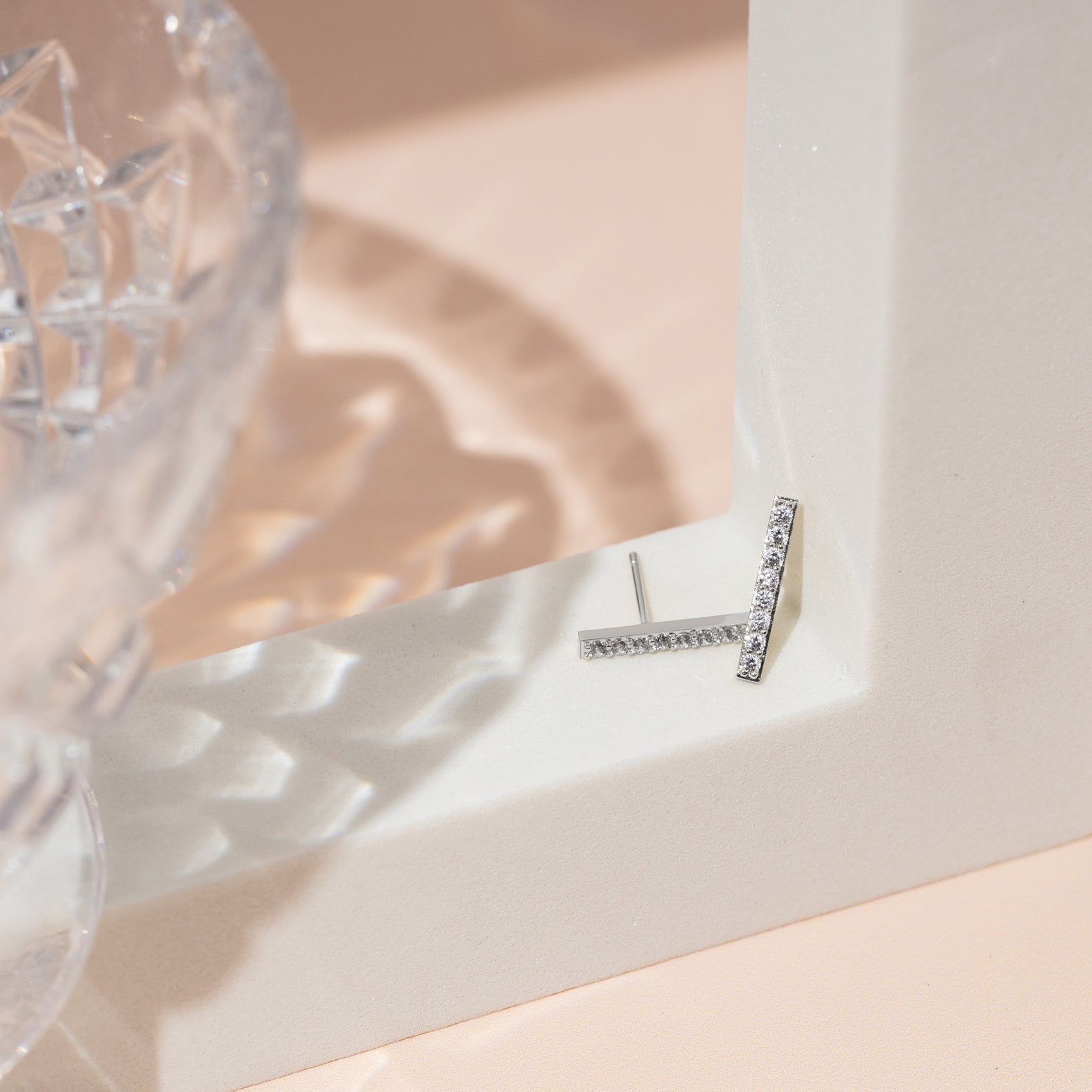 Cubic Zirconia Bar Studs