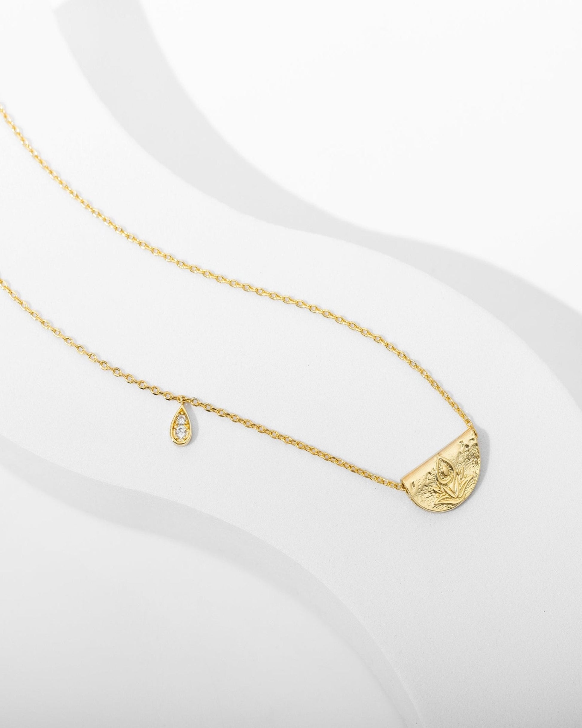 Lotus Engraved Pendant Necklace