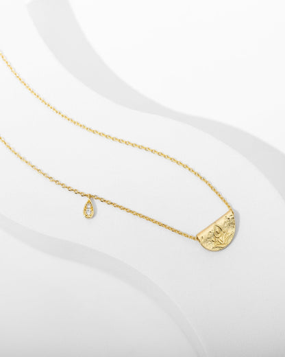 Lotus Engraved Pendant Necklace