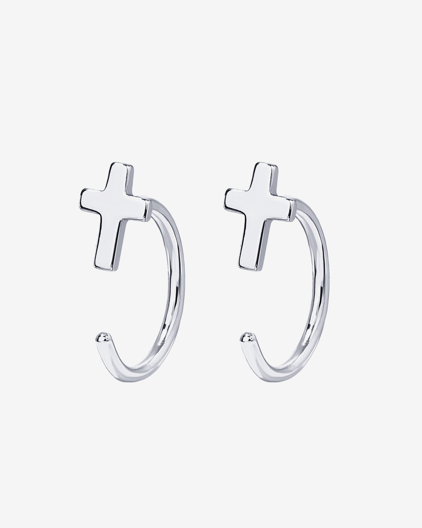 Cross Half Hoop Huggies
