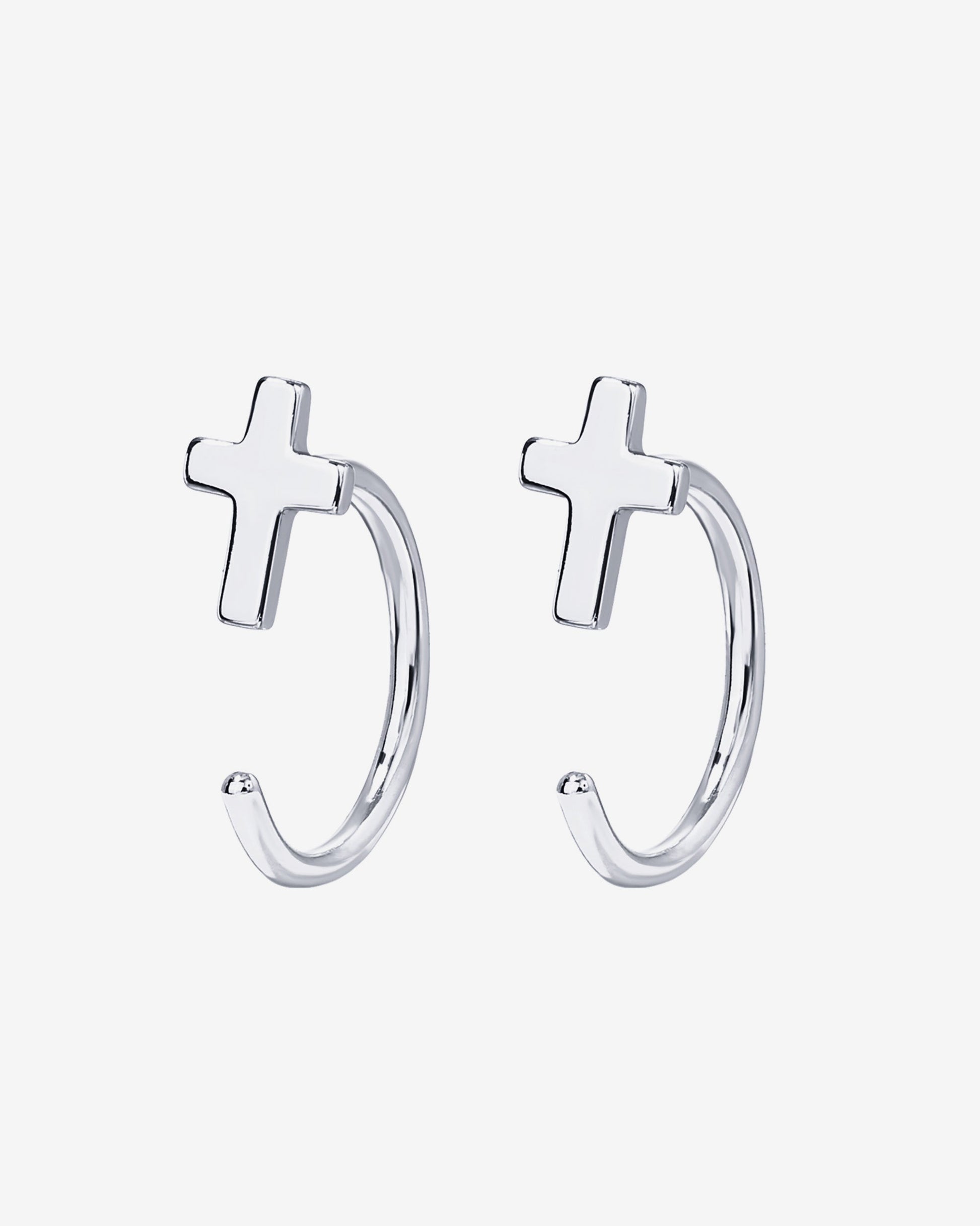 Cross Half Hoop Huggies