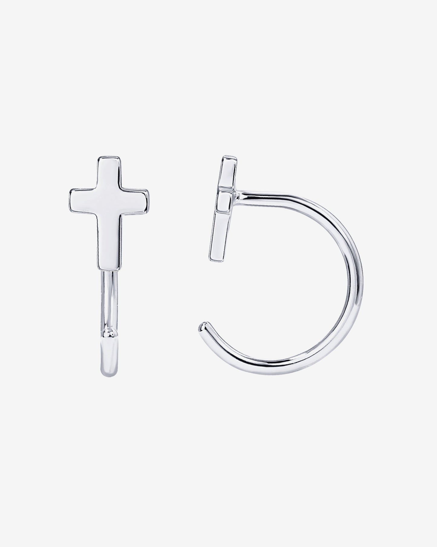 Cross Half Hoop Huggies