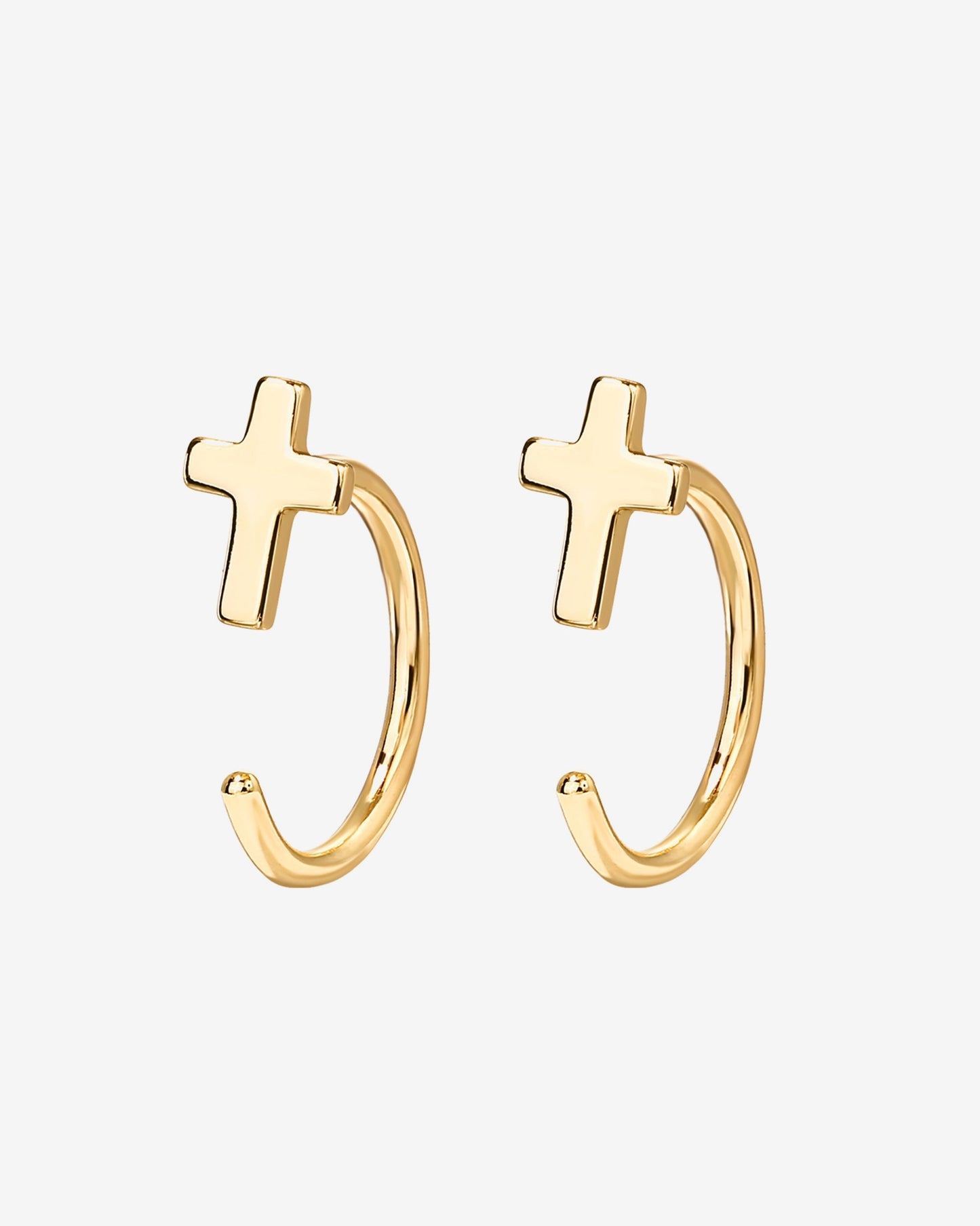 Cross Half Hoop Huggies