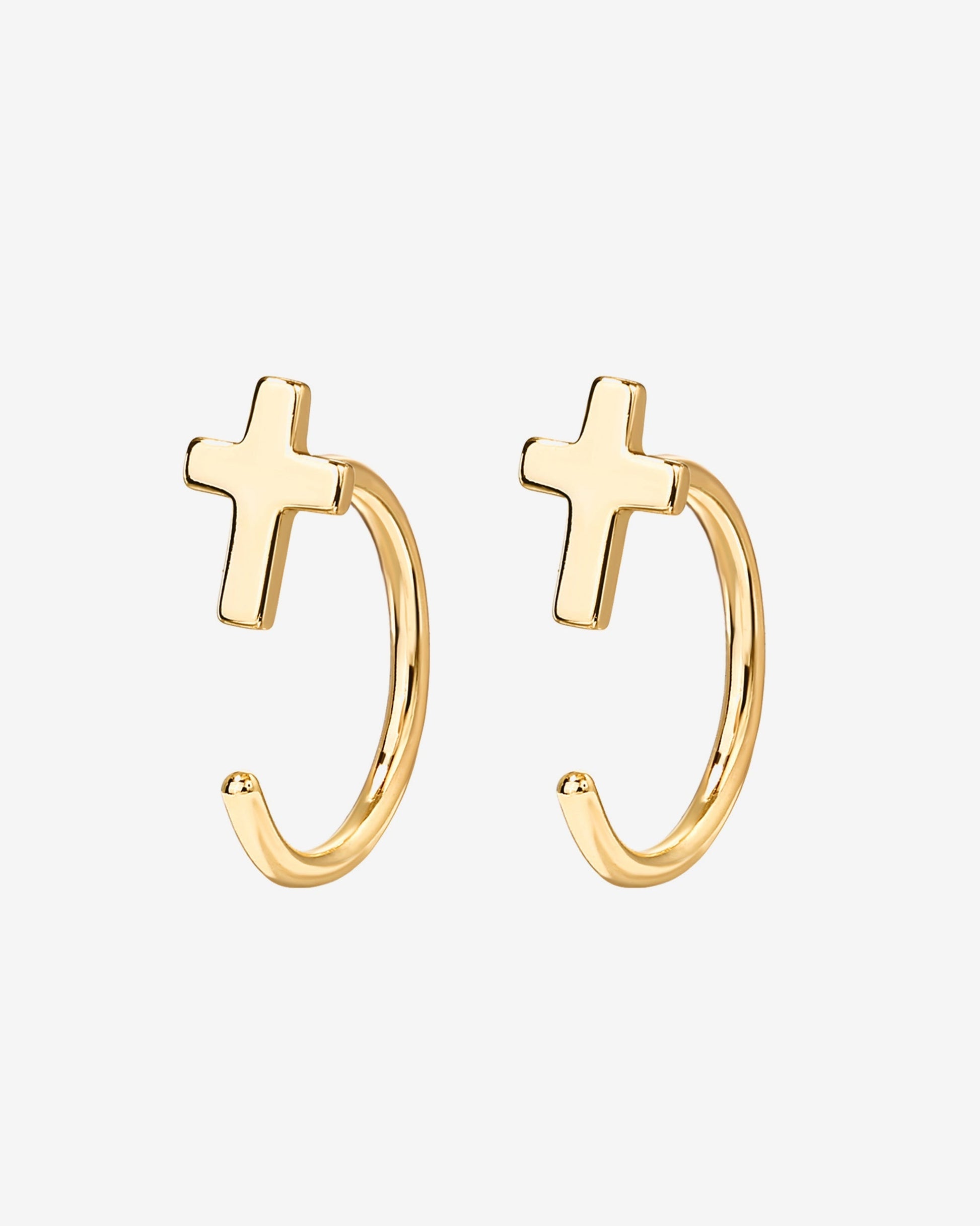 Cross Half Hoop Huggies