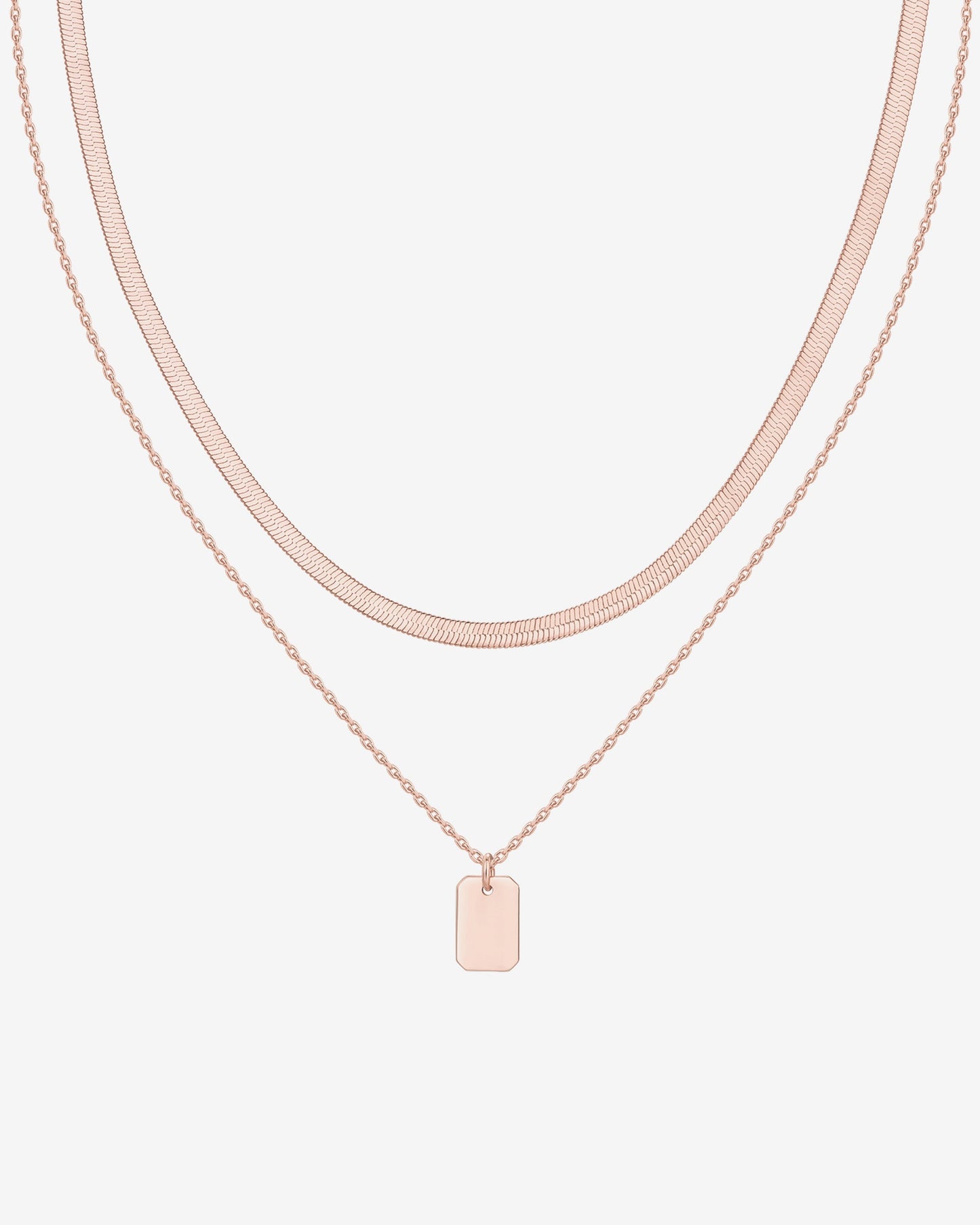Layered Dog Tag Pendant Necklace