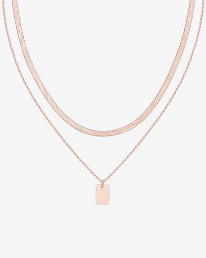Layered Dog Tag Pendant Necklace