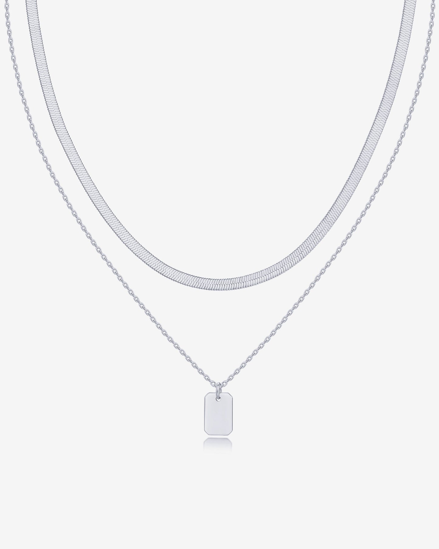 Layered Dog Tag Pendant Necklace