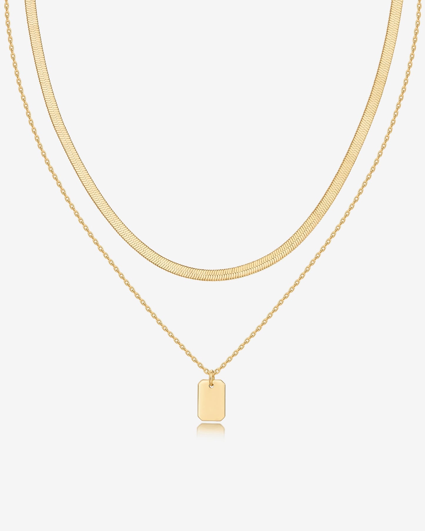 Layered Dog Tag Pendant Necklace