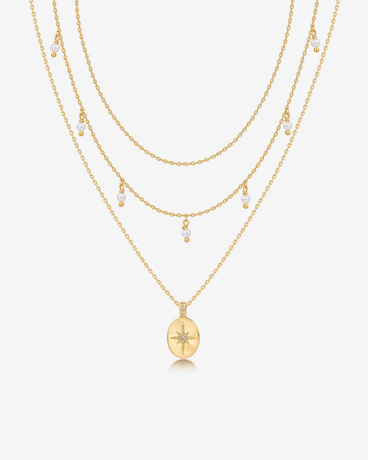Layered North Star Pendant Necklace