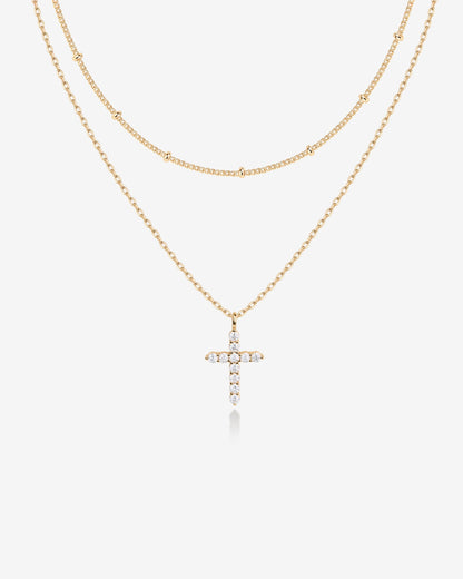 Layered Cross Pendant Necklace