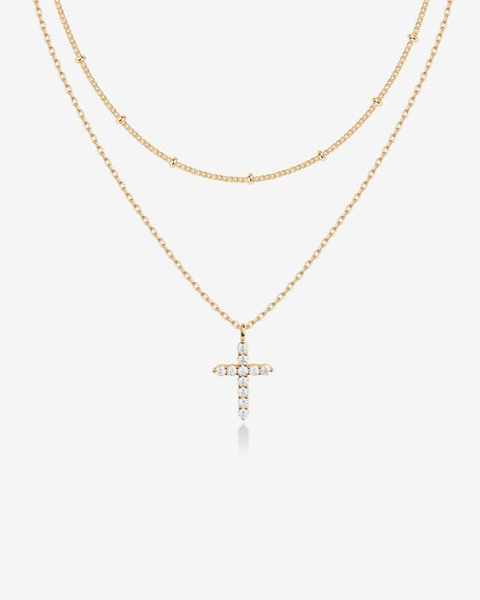 Layered Cross Pendant Necklace