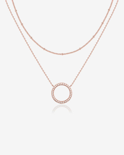 Layered Open Circle Pendant Necklace