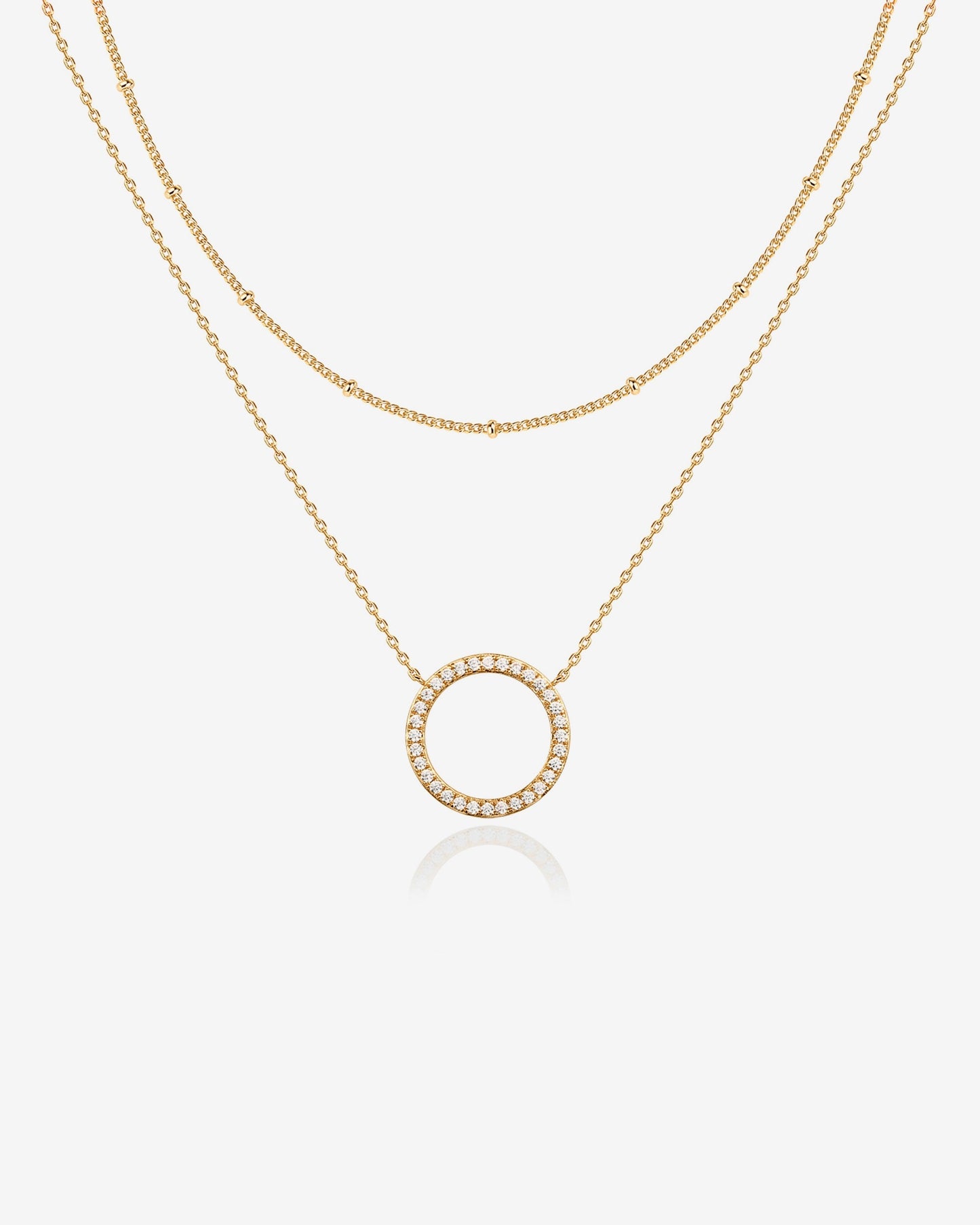 Layered Open Circle Pendant Necklace