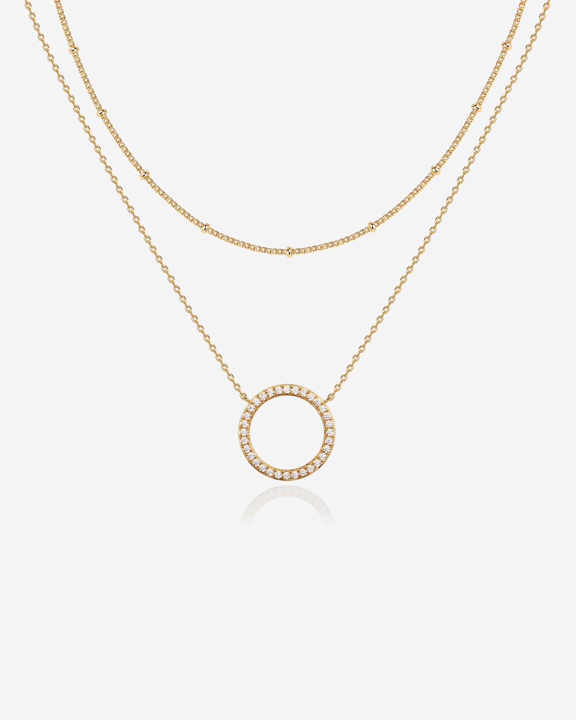 Layered Open Circle Pendant Necklace