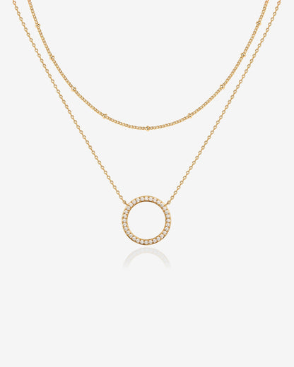 Layered Open Circle Pendant Necklace
