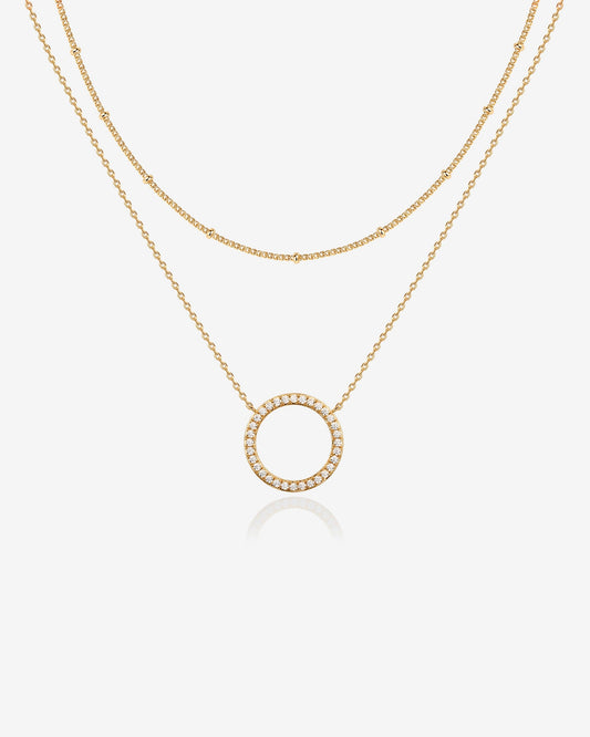 Layered Open Circle Pendant Necklace