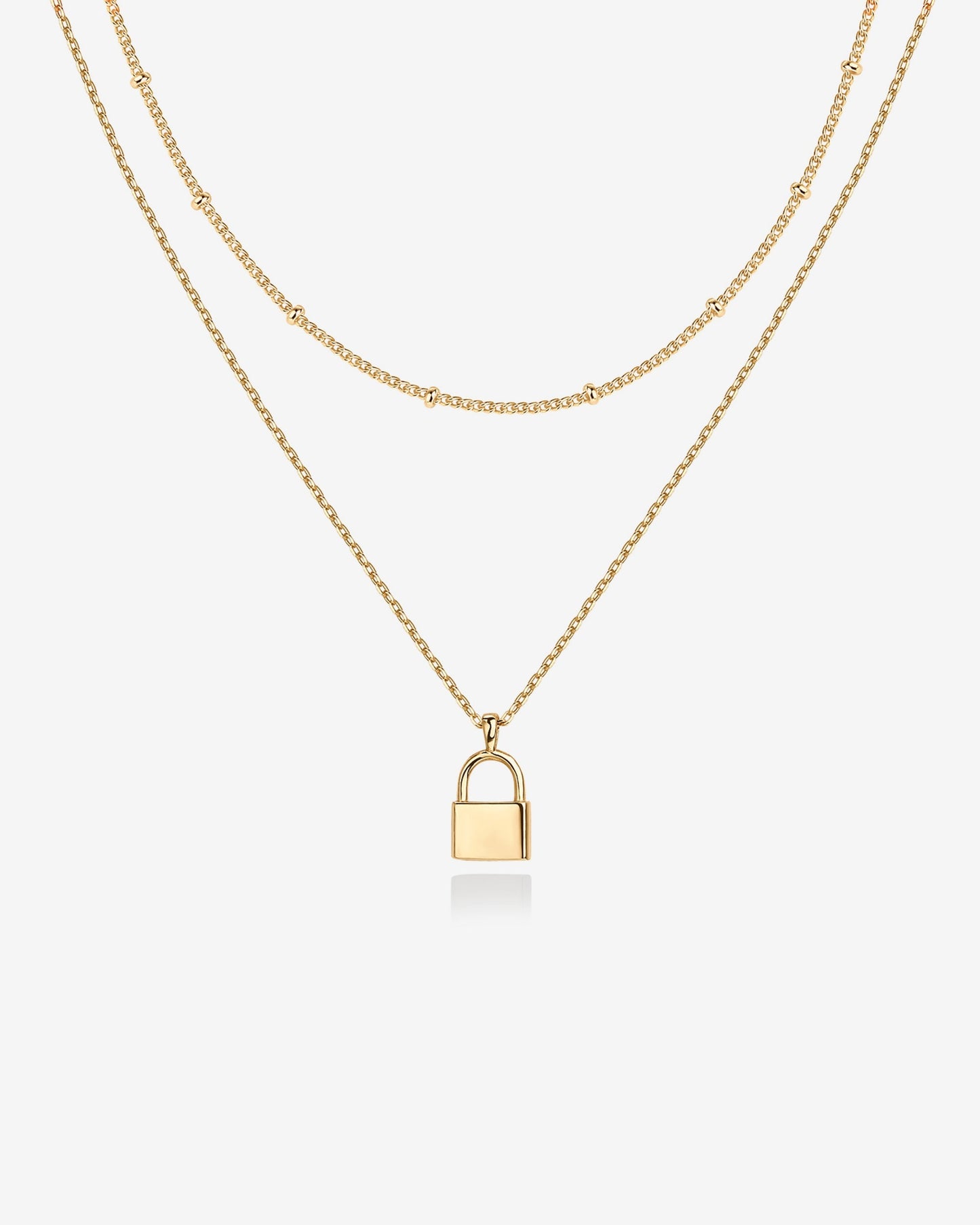 Layered Lock Pendant Necklace