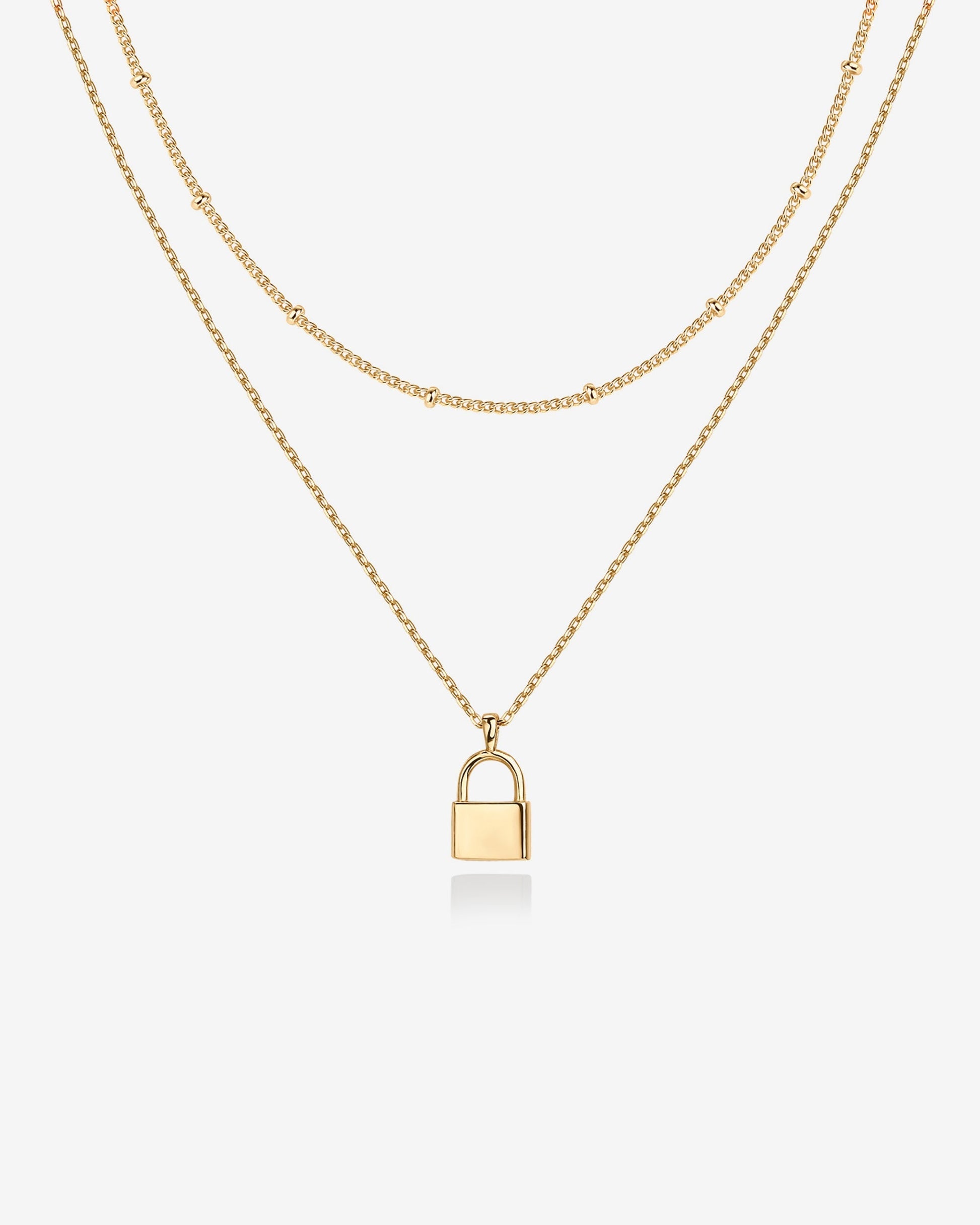 Layered Lock Pendant Necklace