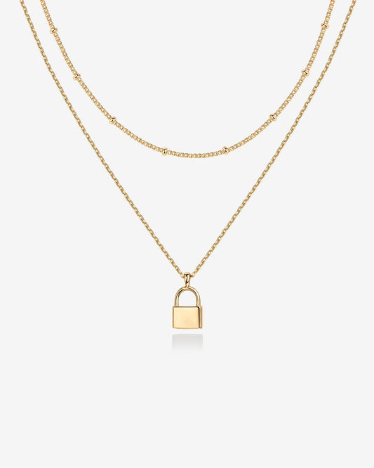 Layered Lock Pendant Necklace