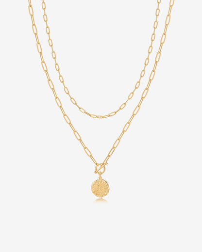 Layered Pendant Paperclip Necklace