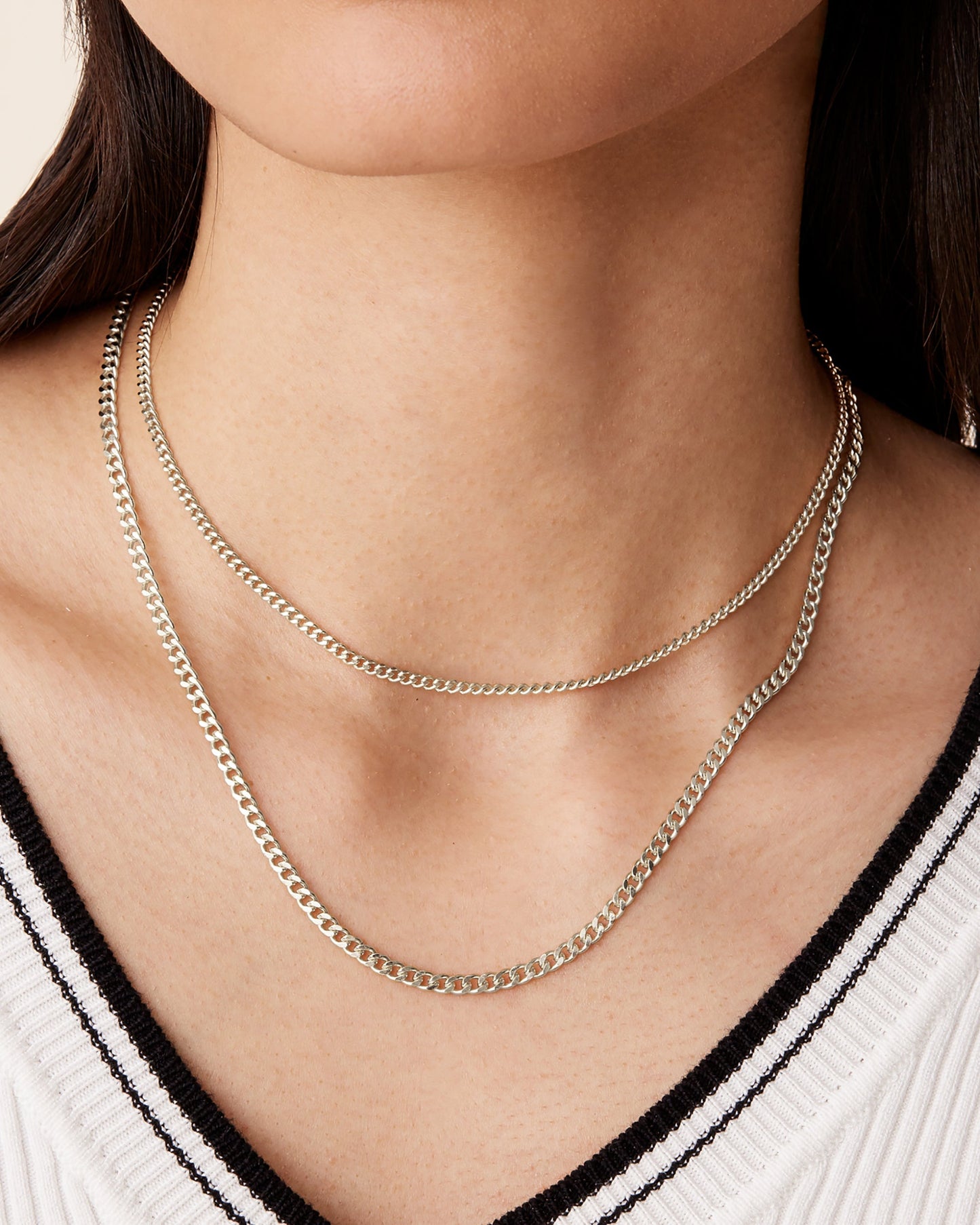 Layered Curb Link Chain Necklace