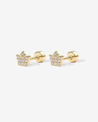 Tiny Crown Screw Back Studs