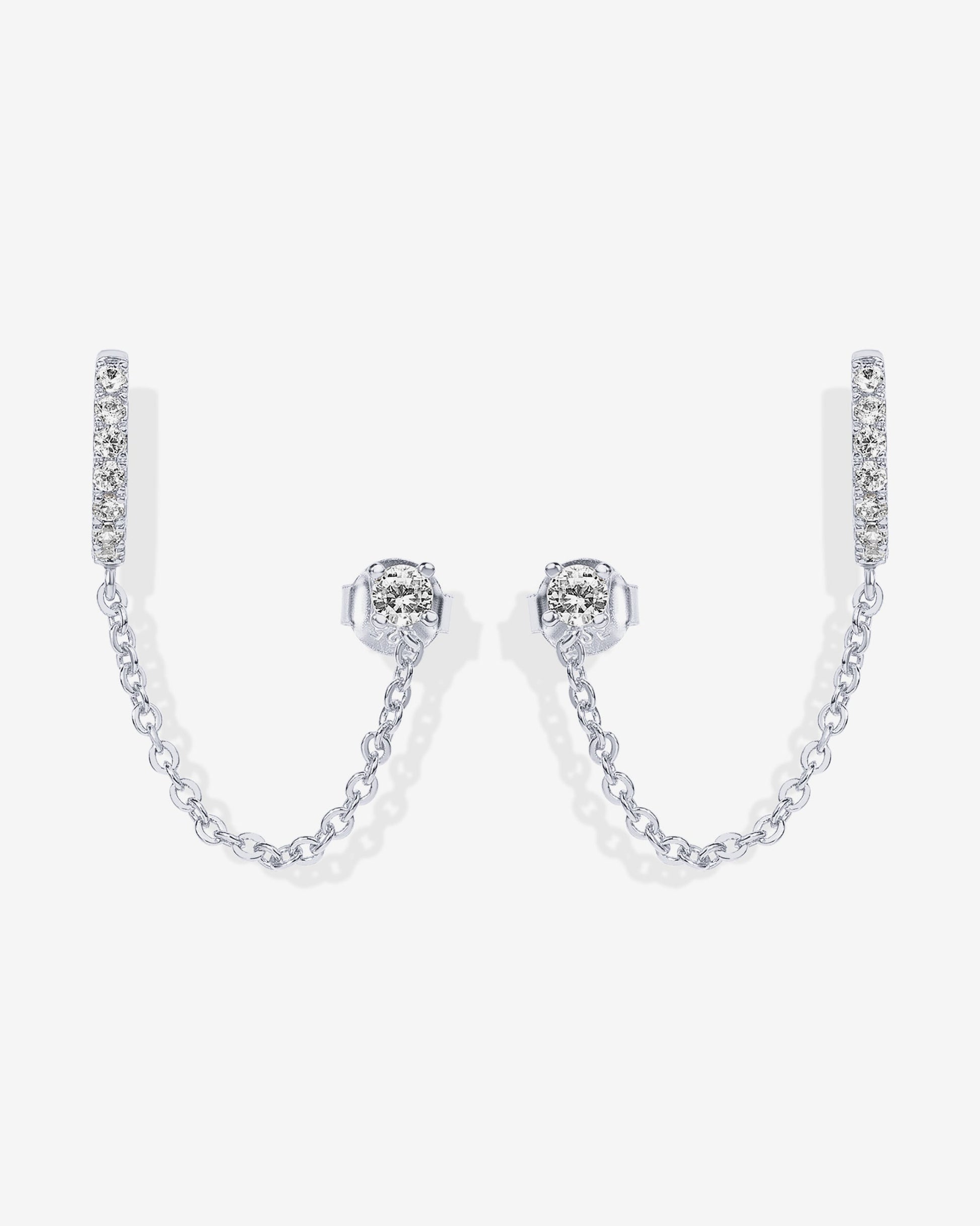 Chained Huggie Hoop with CZ Stud