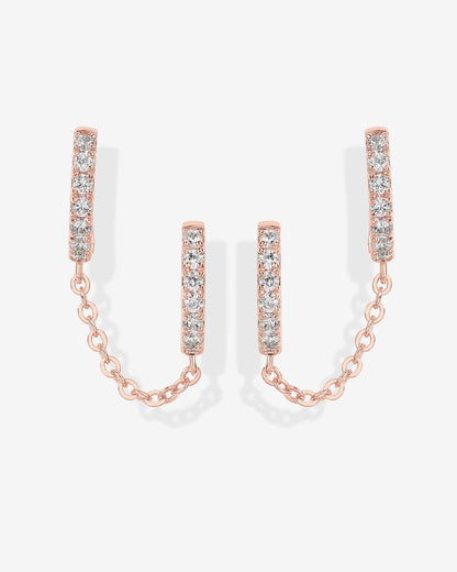 Double Hoop CZ Chained Huggie Hoop