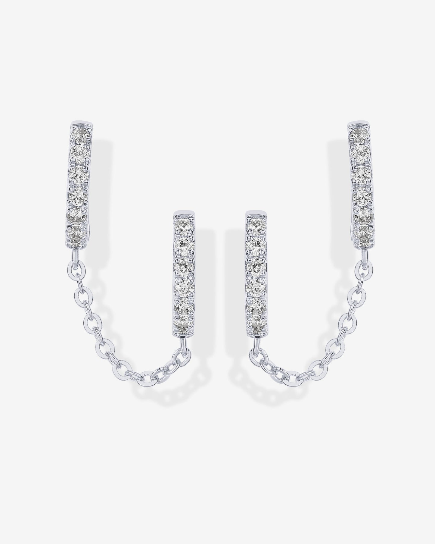 Double Hoop CZ Chained Huggie Hoop