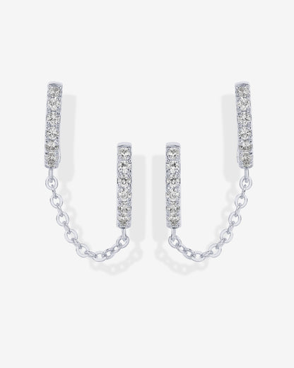 Double Hoop CZ Chained Huggie Hoop