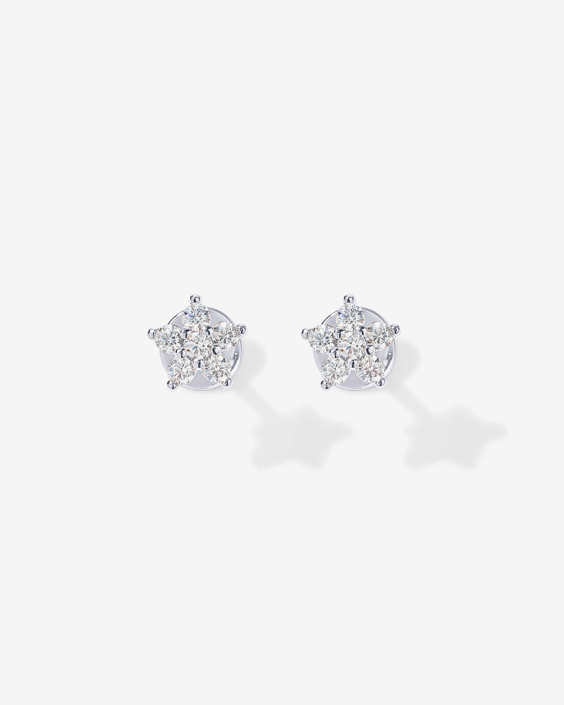 Shinny Flower Stud Screw Back Earrings
