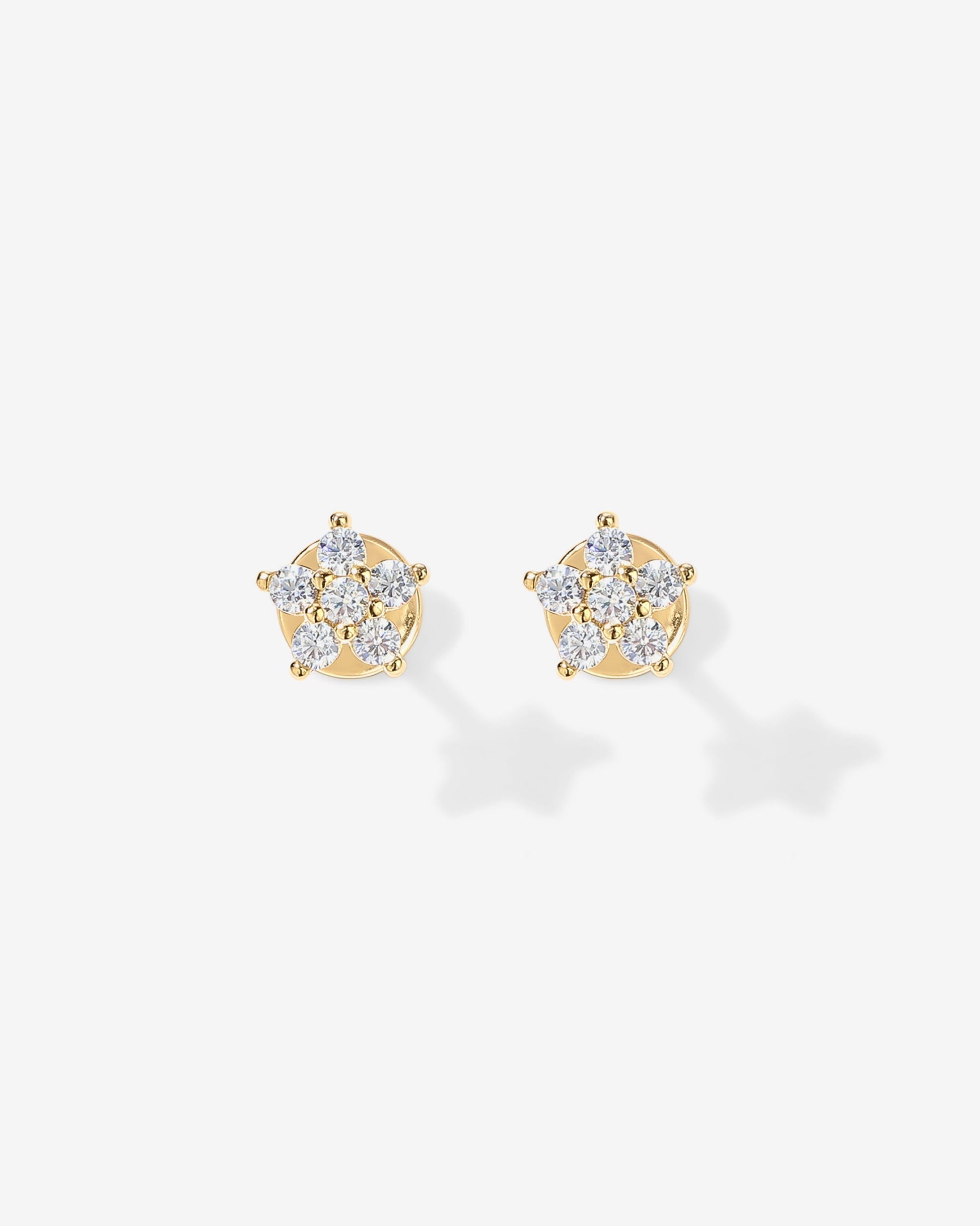 Shinny Flower Stud Screw Back Earrings