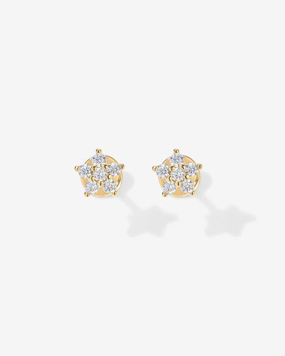 Shinny Flower Stud Screw Back Earrings