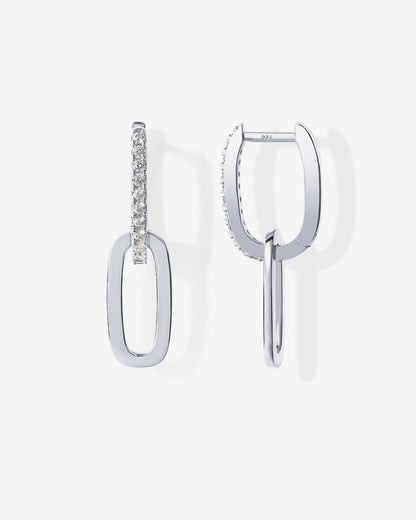 Cubic Zirconia Convertible Paperclip Link Earrings