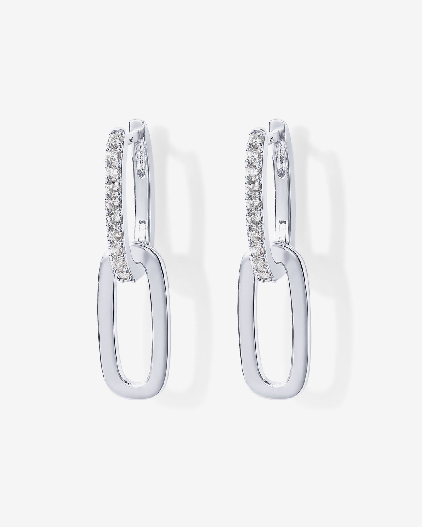 Cubic Zirconia Convertible Paperclip Link Earrings