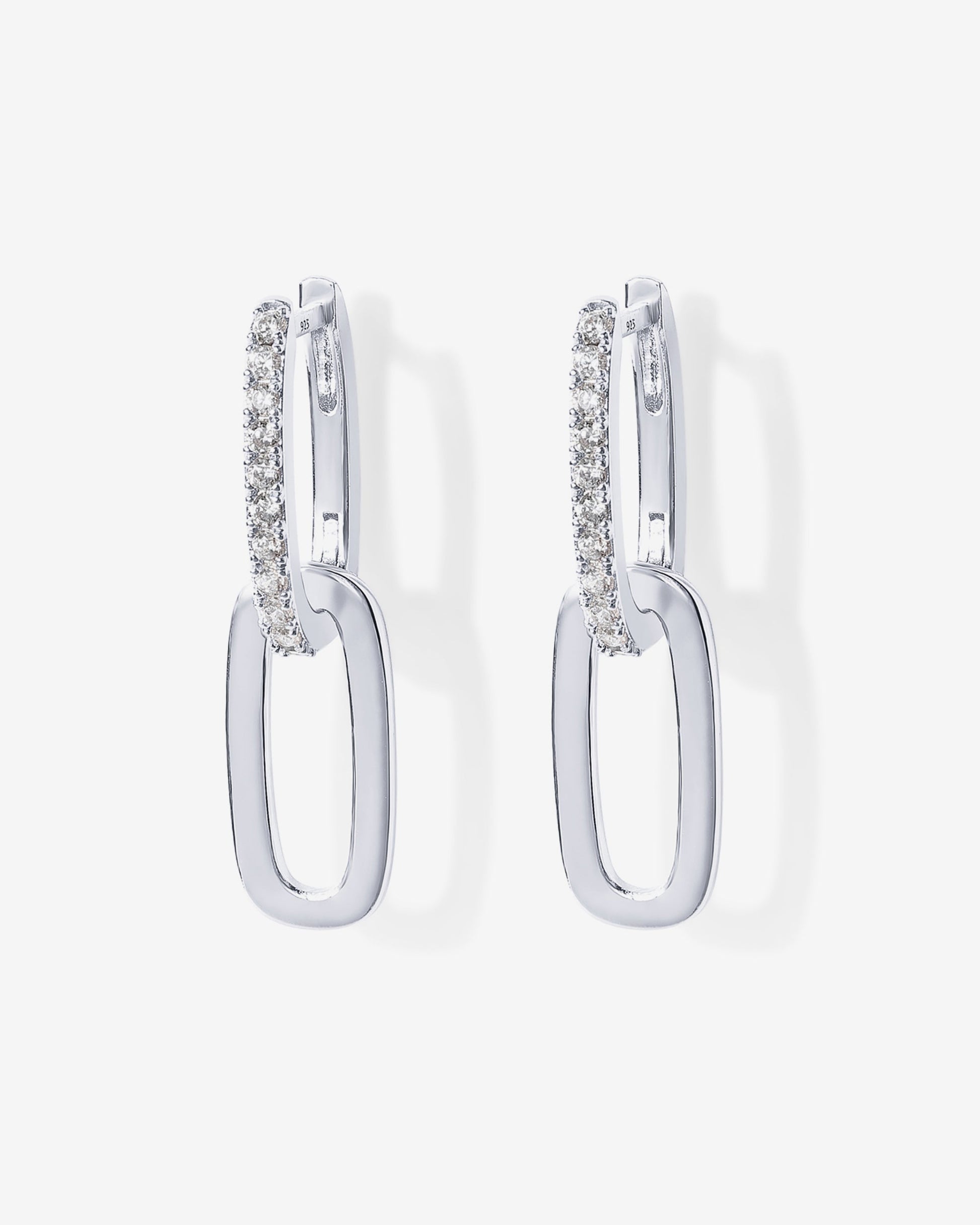 Cubic Zirconia Convertible Paperclip Link Earrings