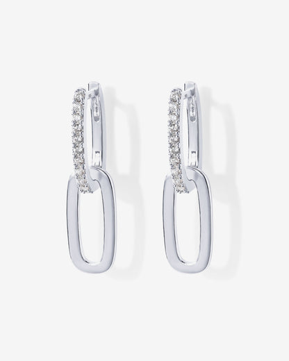 Cubic Zirconia Convertible Paperclip Link Earrings
