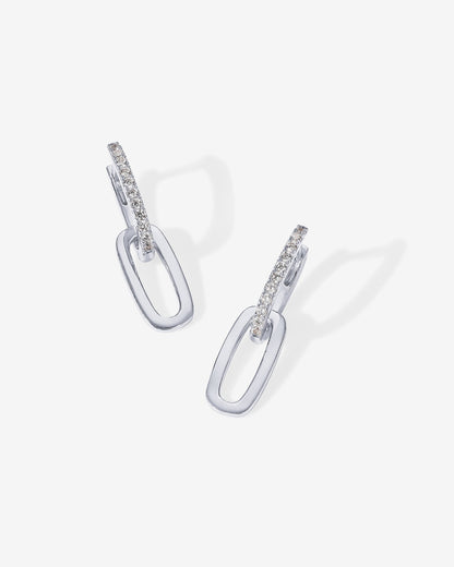 Cubic Zirconia Convertible Paperclip Link Earrings